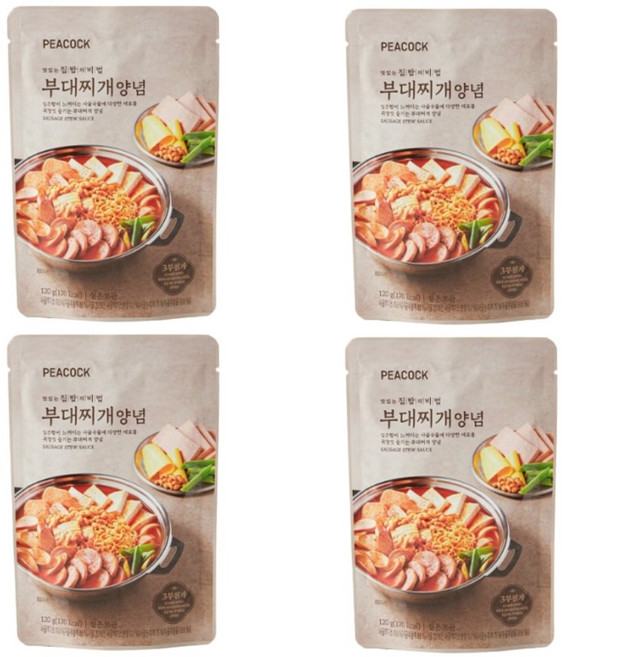 피코크 부대찌개 양념 수량옵, 4개, 120g