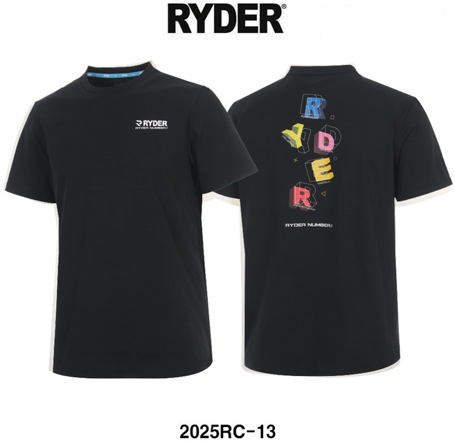 라이더 티셔츠 배드민턴 반팔 상의 남성 여성 반팔티 코튼라이크 오버핏 블랙 2025RC-13