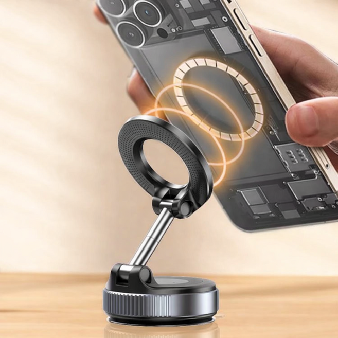 에르고핏 맥세이프 차량용 거치대 초강력 마그네틱 진공 흡착 360도 회전, 블랙, 1개