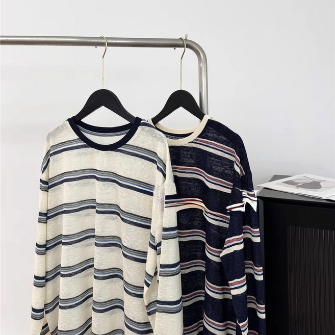 로엔나 빈티지 스트라이프 루즈핏 긴팔 티셔츠