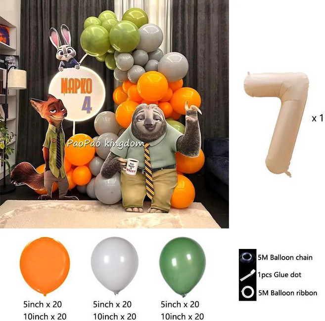 만화 주토피아 주디 닉 테마 가랜드 풍선 생일 파티 장식 샤워 선물, 1. R600-7