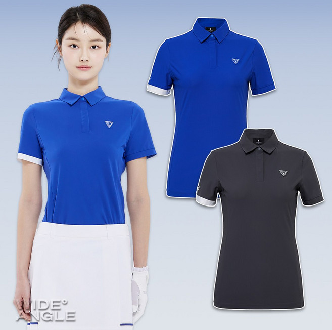 와이드앵글 여성 골프웨어 여름 여자 냉감 반팔티 소매 언발 폴로 티셔츠 WWM25234