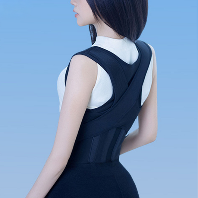 올릭 참핏 굽은등 어깨 허리 보호대 자세교정밴드, 블랙, 1개