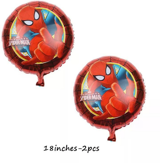 아이들을위한 스파이더 맨 생일 파티 장식 라텍스 알루미늄 호일 풍선 테마 이벤트 용품 일회용 식기, 기타, Round Balloon - 2pcs