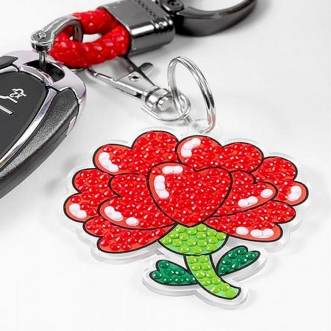 하트 카네이션 보석십자수 키링, 1개, 상세페이지 참조, 상세페이지 참조