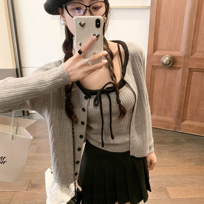 여성세트 여성투피스 여성가디건 + 나시 여성니트 여성티셔츠 ZFY26020430 35