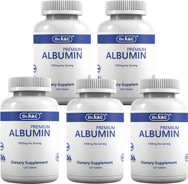 알부민 미국직구 닥터케이앤씨 1 000mg 120정 먹는알부민 GMP제조시설 최근제조제품, 프리미엄알부민5병+(10%할인)