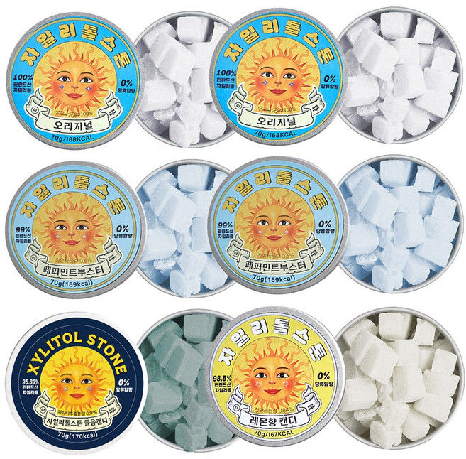 [TenTenPlus] 100% 핀란드산 자일리톨 스톤 무설탕캔디 6종선물세트/국민캔디 치아건강 양치후 잠자기전 데일리캔디/당ZERO 캔디, 1세트, 420g