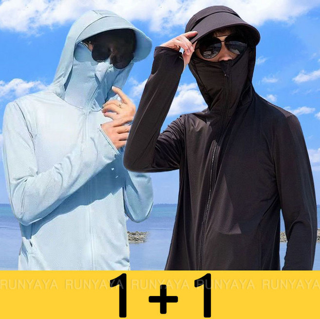 1+1 남성 아투터옷 봄 여름 래시가드 자외선 차단 빅사이즈 후드 바람막이 점퍼 캐주얼 코트 상의 낚시복 등상복 D99U, 딥그레이+연그레이