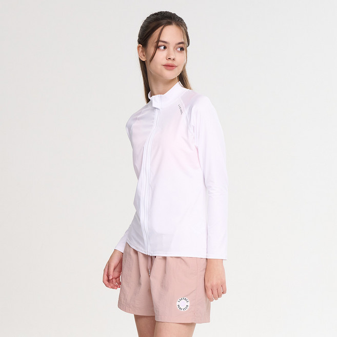 레이지비 여성 래쉬가드 세트 (집업+반바지) 루즈핏 빅사이즈 체형커버 수영복 여자 비치웨어 에센셜 화이트