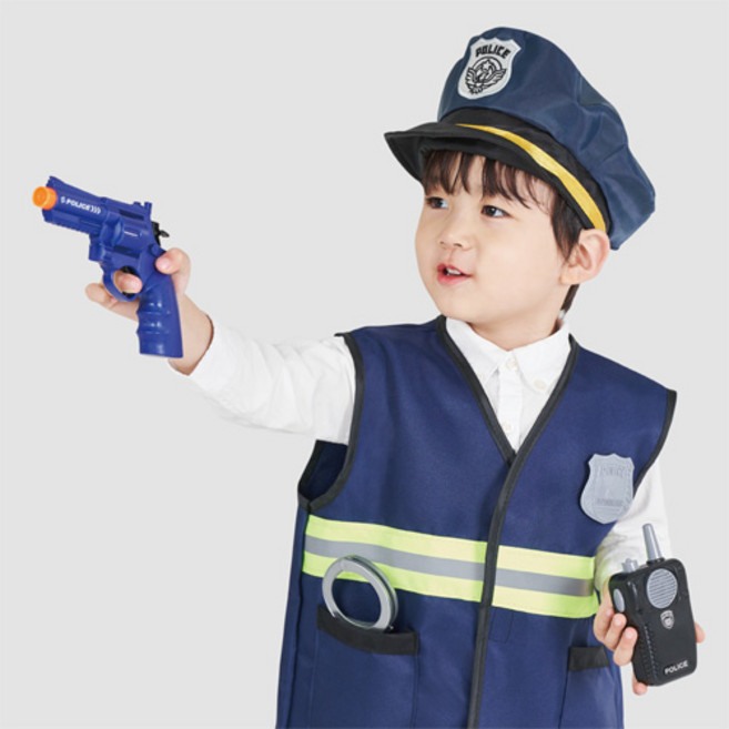 타이거 역할놀이 세트 - 경찰관 (경찰관 의상+무전기+소품 등), 블루 외, 1개
