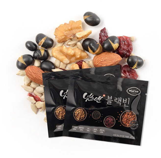 하루견과 블랙빈 하루한줌 믹스넛 견과류 실속형 낱봉 하루 한봉 건강습관 실속포장 견과류 선물, 50개, 20g