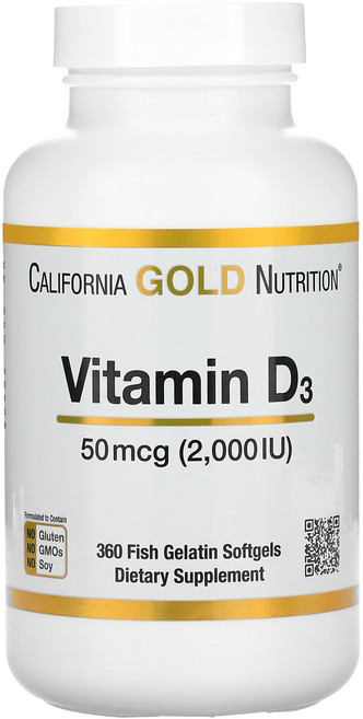 California Gold Nutrition Vitamin D3 2000IU 360정, 1개