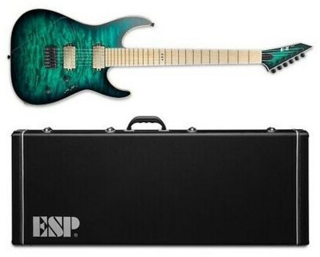 ESP 기타 E-II M-II NT 블랙 터키석 버스트 일렉트릭 + 하드 케이스 MII MIJ, 1개