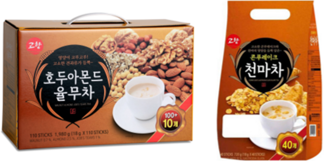 고향콘푸레이크천마차+고향호두아몬드율무차, 18g, 40개입, 1세트