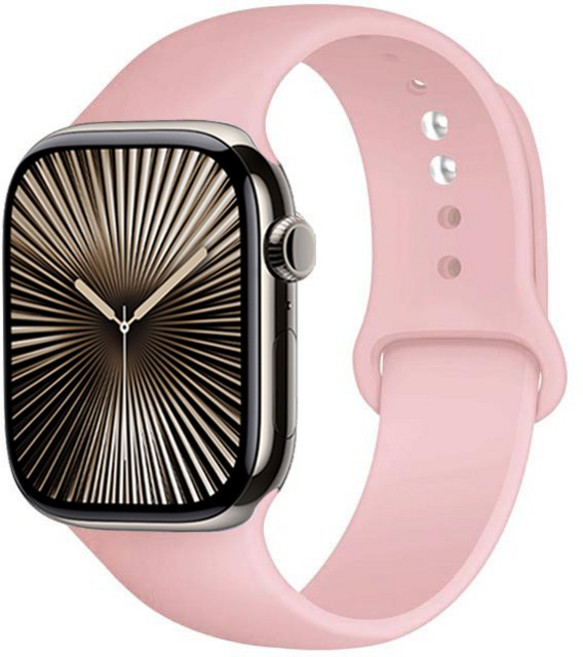 애플워치 호환 실리콘 원버튼 스포츠 스트랩 소프트 밴드 11 10 9 8 7 6 5 4 3 46mm 울트라1/2/3 se1/2/3, 모래핑크, 1개