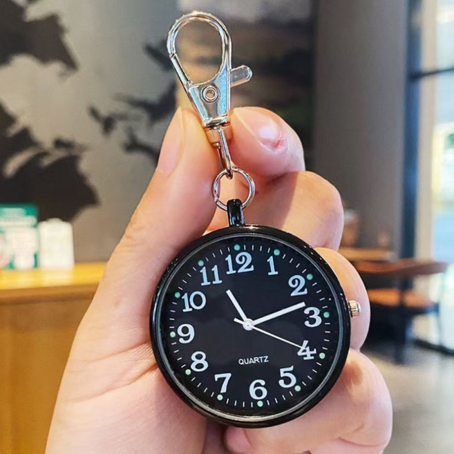 빈티지 회중시계 키링 메탈 포켓워치 백참, 1개, 블랙