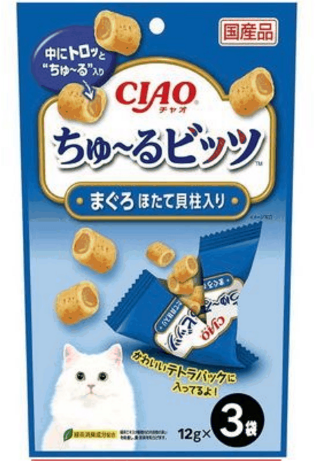 챠오츄르 고양이 츄르비츠 짜먹는 간식 3p, 혼합맛(참치/가리비관자), 36g, 2개