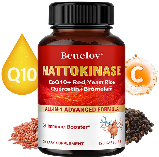 나토키나아제 복합 포뮬라 캡슐 - 코엔자임 Q10 홍국 케르세틴 브로멜라인 함유로 흡수가 용이함, 1개, 60회분