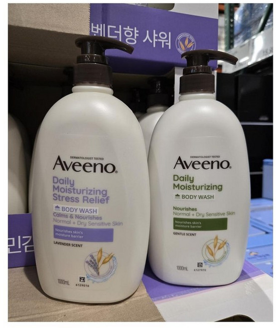 Aveeno 아비노 데일리 모이스처라이징 바디워시 바디클렌저 라벤더향, 3개, 1L