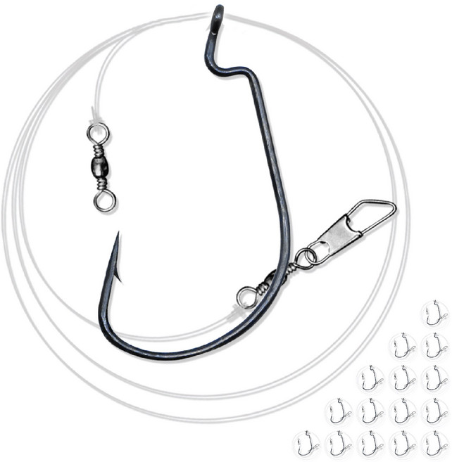 대용량 다운샷채비 팔로마매듭 와이드훅 스트레이트훅, 1세트, 15개입