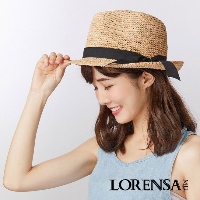 LORENSA 拉菲草編紳士草帽 手工編織 遮陽透氣 學院風格 頭圍可調整
