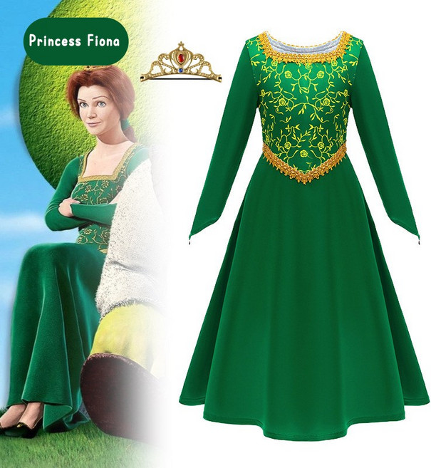여아동 슈렉 피오나 공주 드레스 왕관 세트