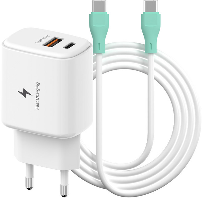 템플러 35W 2포트 C타입 PD 초고속충전기 + 45W CtoC 케이블 1m 세트, 1세트, 민트