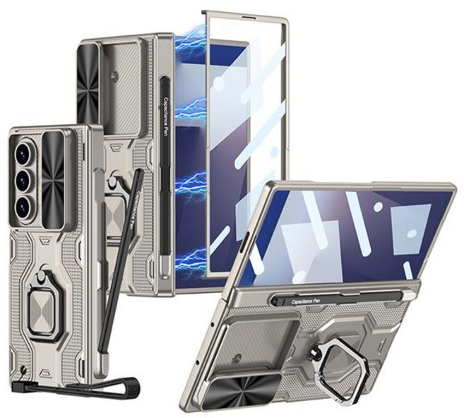 갤럭시 z폴드7 슬라이드 카메라보호 마그네틱 슬림 힌지 펜 수납 링 그립 거치대 강화 액정 커버 하드 손목 스트랩 케이스