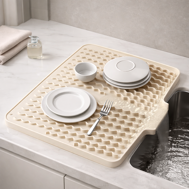 보넬티 물빠짐 미끄럼방지 식기건조매트, 1개, 아이보리, 1단