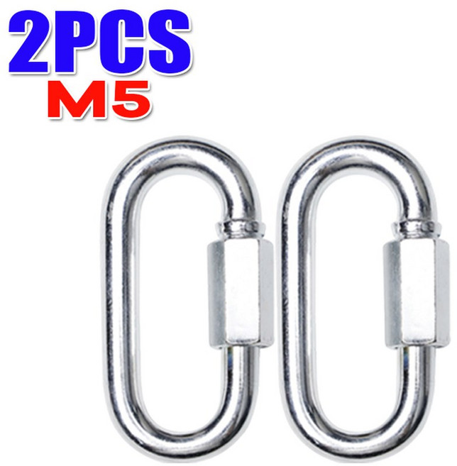 헤비 듀티 아연 도금 락 퀵 스크류 M5 링크 훅 M6 철제 체인 M4 카라비너 커넥터, M5 2pcs