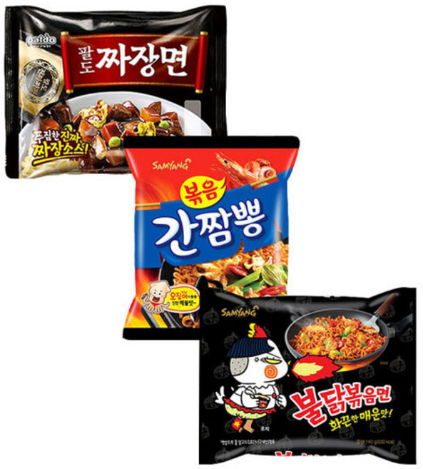 군대라면 봉지 세트 12봉 불닭볶음면 간짬뽕 짜장면, 1개