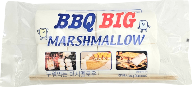 감성글로벌 BBQ 빅 구워먹는 마시멜로우 캠핑 구이용 꼬치포함 바베큐 빅머쉬멜로, 1개, 160g