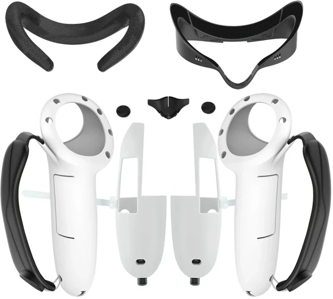 메타 퀘스트 3S 컨트롤러용 실리콘 커버 편안한 얼굴 인터페이스 브래킷 콤보 필수 VR 액세서리, 02 M061 and 046 WHite