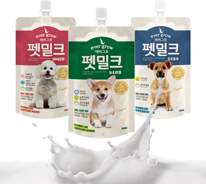 에버그로 펫밀크 국내산 강아지 유당분해 우유 150ml 눈 관절, 피부 모발, 1개