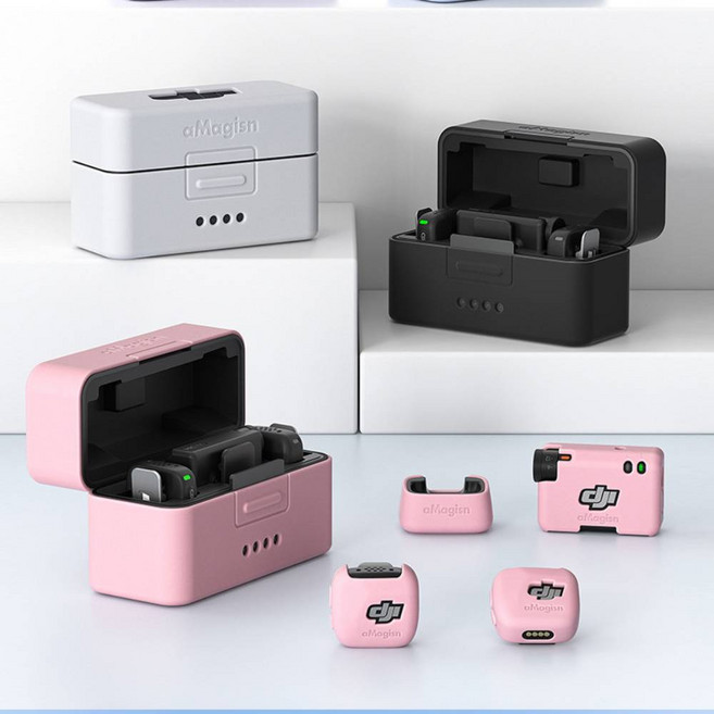 DJI 마이크 MIC Mini 전용 실리콘 커버 세트 송신기/수신기+충전케이스+송신기 충전독, 1개, 1TX핑크