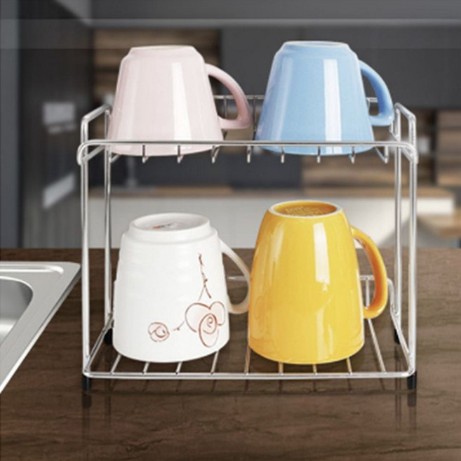 컵걸이 컵거치대 컵정리대 컵선반 소 다용도선반 그릇정리대 주방선반, 1개