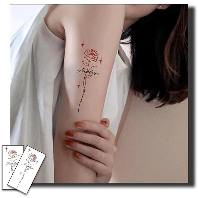 INKARTLINK 15일 지속 타투 스티커 장미꽃 2매 세트 귀여워. 세련된 일시적인 바디 스티커 일시적인 타투 스티커 파티용 행사에 최적