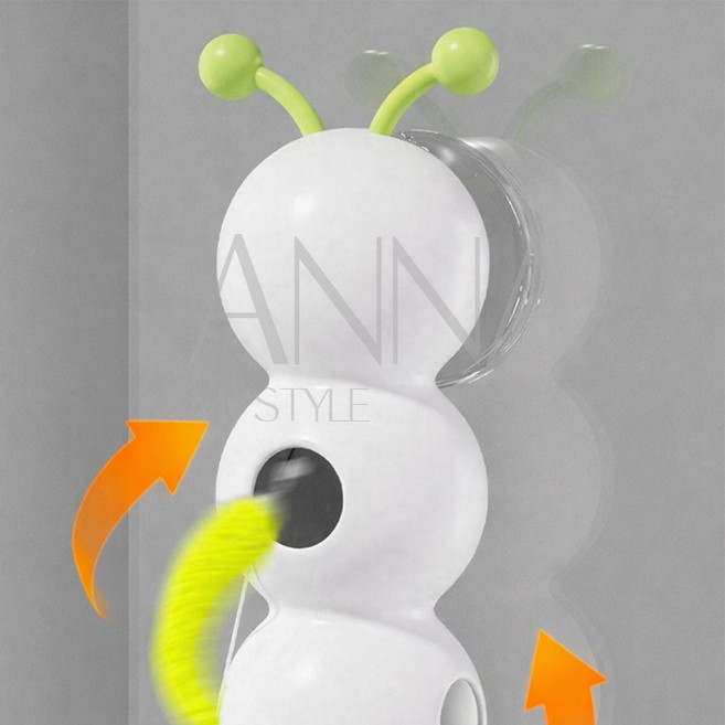 안나네 고양이 흡착형 자동 움직임 장난감 토끼모양 애벌레모양 센서반응 충전식, 1개, 화이트, 애벌레