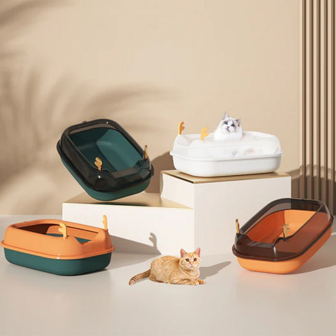 홈메이드 중형 고양이 화장실 소형 배변통 두부모래 배변처리 모래삽 포함, 라임그린, 1개