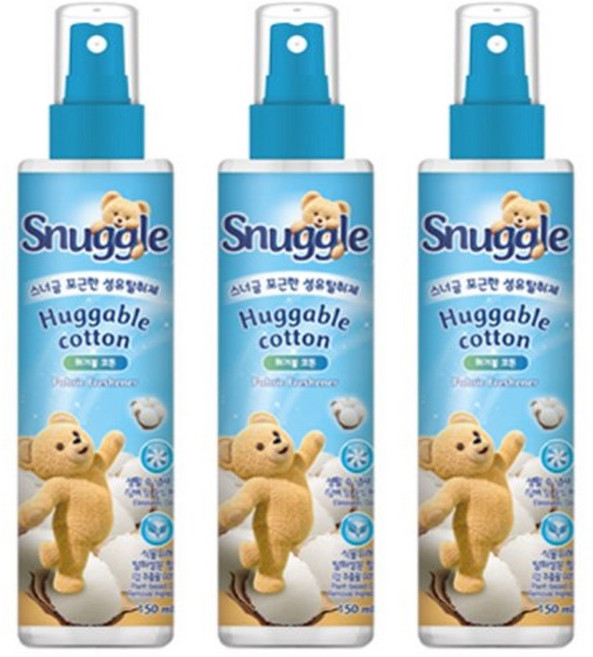 스너글 포근한 섬유탈취제 허거블 코튼 본품, 150ml, 3개