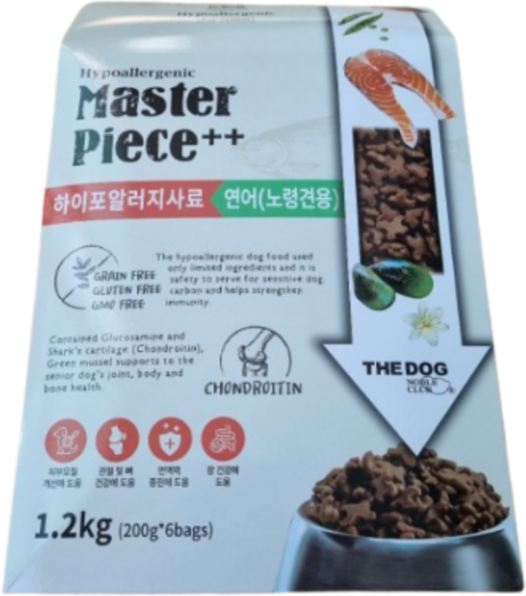 더독 노령견용 닥터소프트 명작 하이퍼 습식 사료, 연어, 1.2kg, 3개