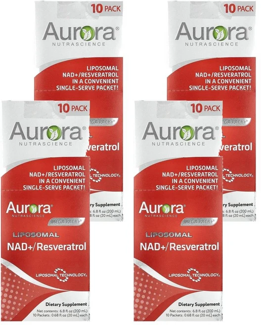오로라 뉴트라사이언스 메가팩 플러스 리포소말 NAD+ 레스베라트롤 20 ml x 10 Aurora Nutrascience Mega-Pack+® Liposomal NAD +/ Re, 4개, 10정 - 쿠팡