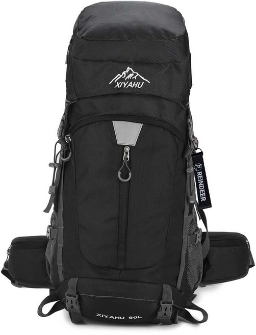 레인디어 대용량 방수 백패킹 등산 가방 백팩 60L, 블랙