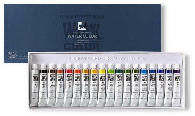 신한화구 전문가용 수채화 물감, 7.5ml, 18색
