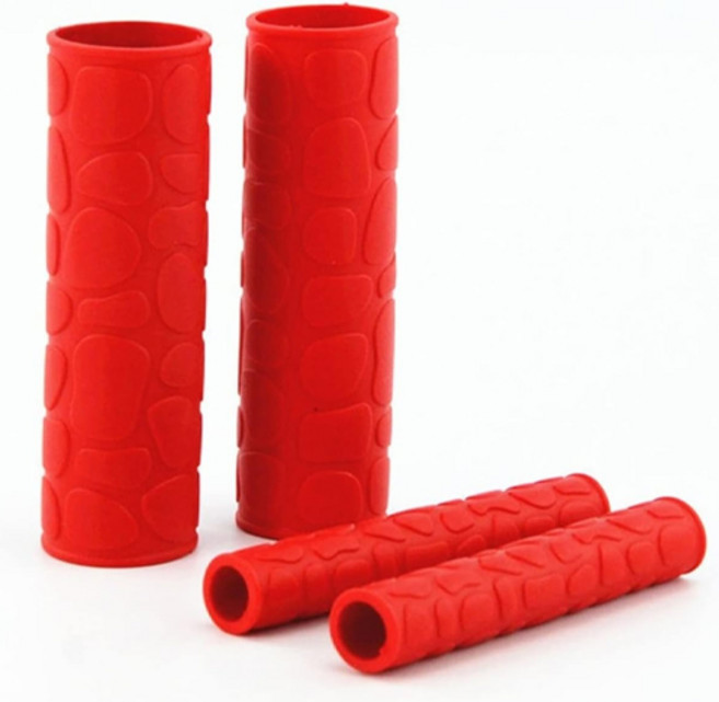 고아웃타운 오토바이 실리콘 핸들 브레이크 그립 커버, 레드, 1세트