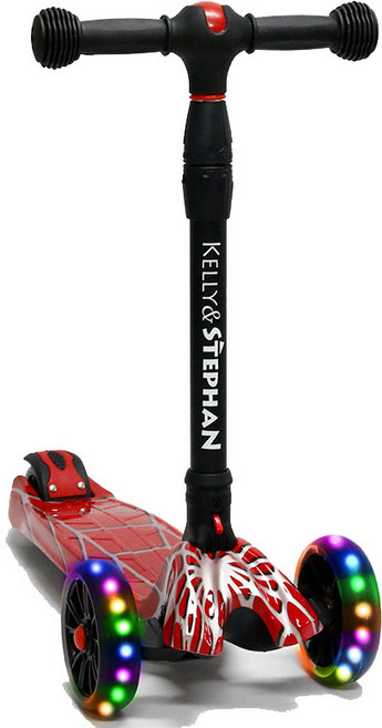 켈리앤스테판 벚꽃 접이식 유아킥보드 LED바퀴 어린이, 레드(스파이더), 1개