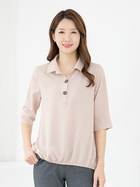 모슬린 엄마옷 블라우스 7부 카라 반오픈 603FGH160 마담/중년여성/빅사이즈/50대/60대