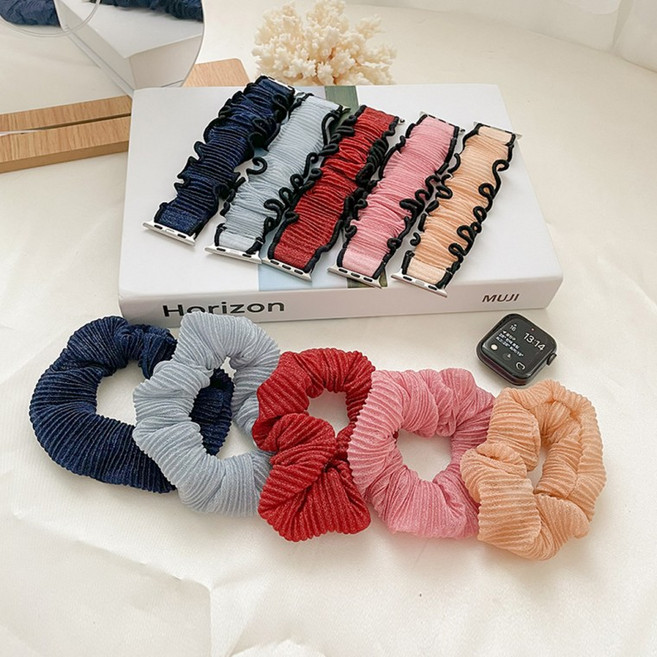 애플워치 스트랩+테두리 실크 곱창 밴드 set, 1개, 상세페이지 참조