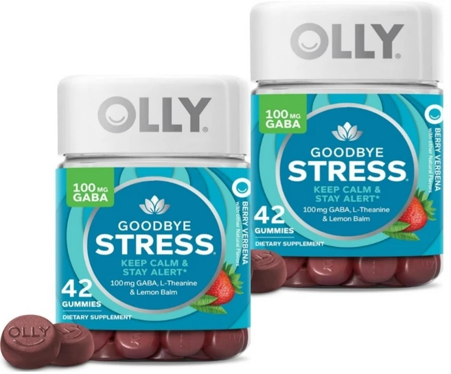 Olly 올리 굿바이 스트레스 집중력 가바 L-테아린 수면 보충제 구미 42정 2팩, 2개 - 쿠팡